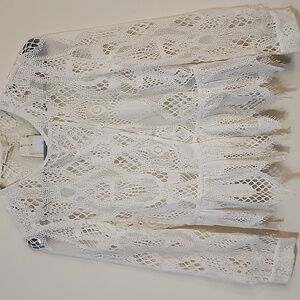 Maje NWT Capso Peplum Antique White Ecru Lace Long Sleeve Blouse Top Size 1/XS